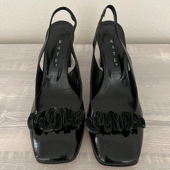 Never Worn Kate Black Leather Sling Back Heel - Picture 2 of 4